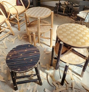 tabourets vannerie carré